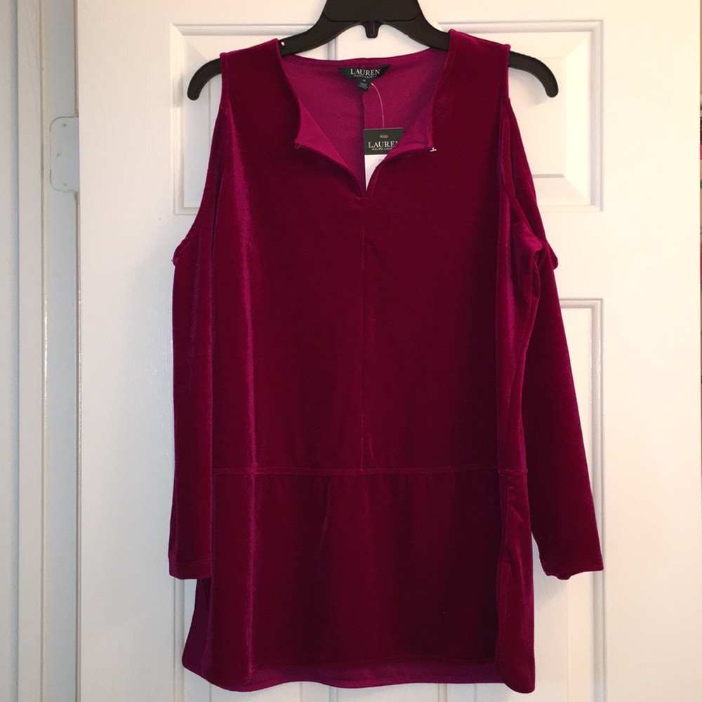 Ralph Lauren Velvet Cold Shoulder Top